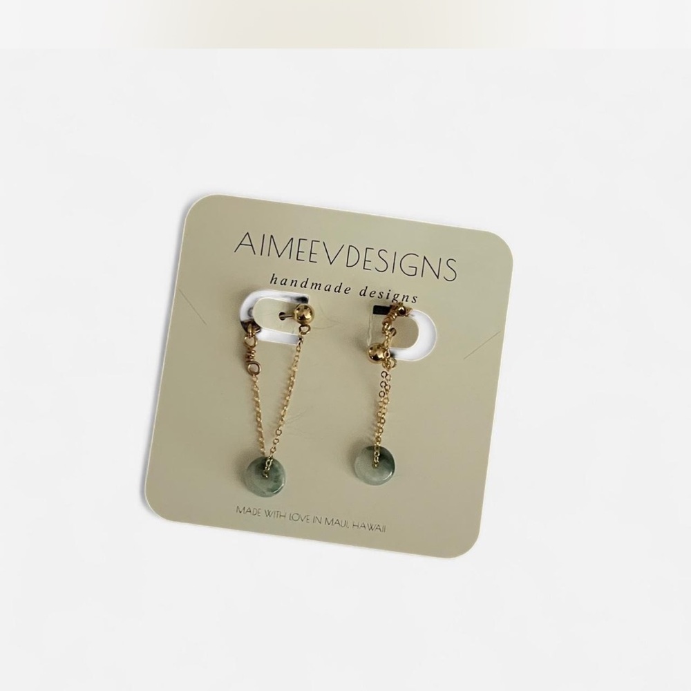 Gold and Green Drop Earrings